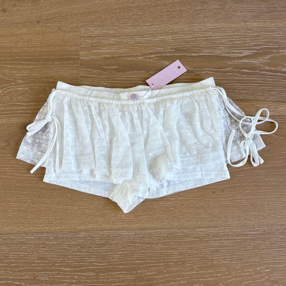 New Pink Lace Ruffled Shorts Bloomers Size S in White